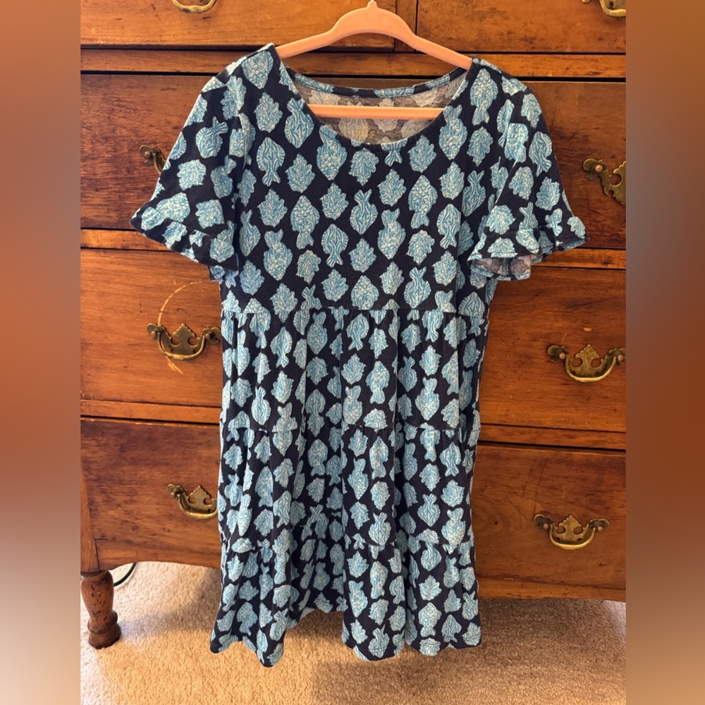 Lilly Pulitzer Jodee Swing Dress Low Tide Navy Any Fin For You Fish Girls Size M